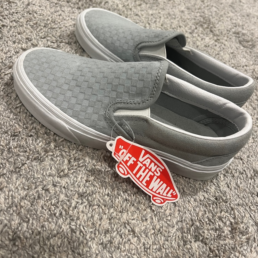 Vans Gray Checkered Slip-On Shoes